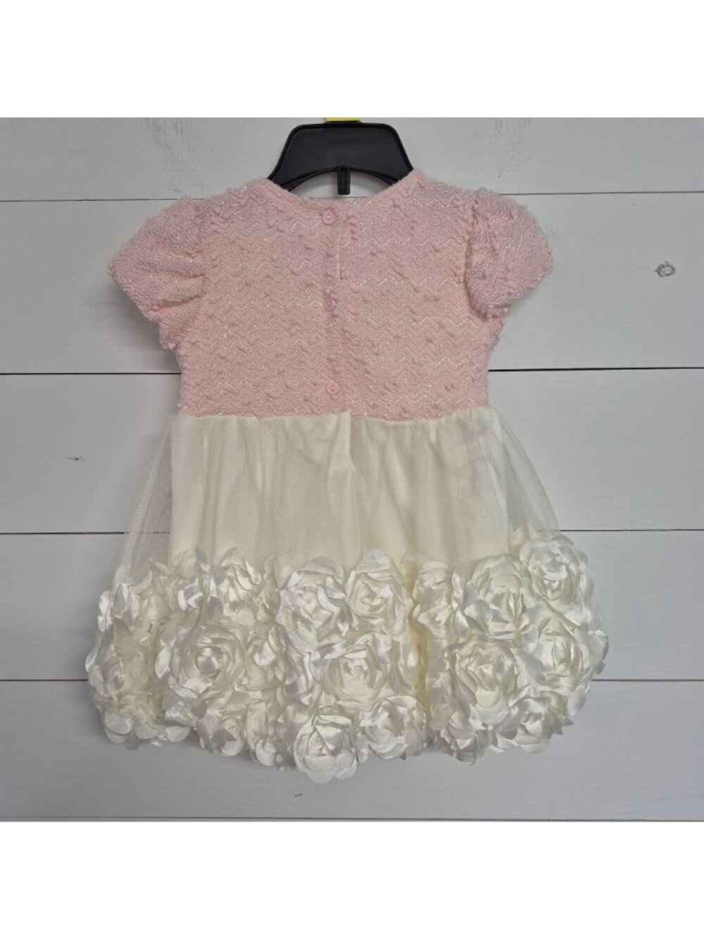 Nannette Baby Girls 24M Pink & Ivory Dress With Floral Rosette Skirt - Picture 6 of 6